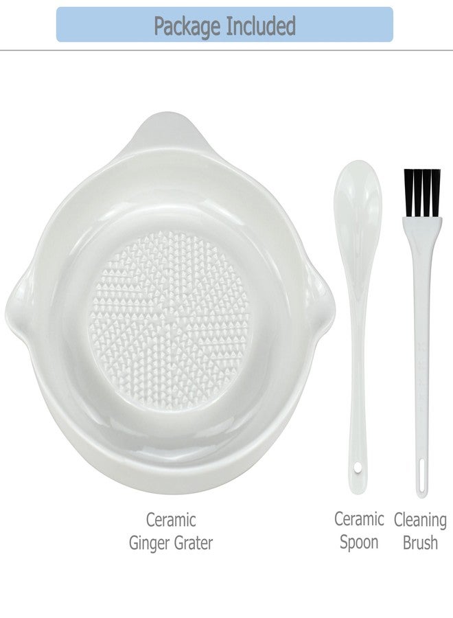EIKS Ceramic Ginger Grater for Grinding Wasabi Fruits Vegetables Ginger Garlic Cheese, Package with Ceramic Spoon And Cleaning Brush - Image 2