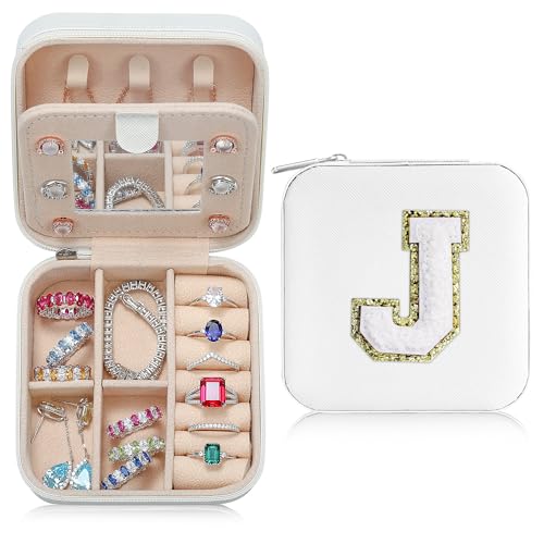 Parima Sister Birthday Gift Ideas - Travel Jewelry Case for Women Girls, Sisters Gifts from Brother| Birthday Gifts for Soul Friends - Letter J, White - Image 1