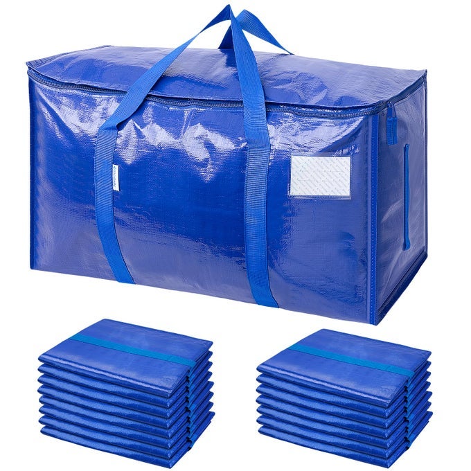16 PACK EXTRA LARGE MOVING BAGS WITH ZIPPERS CARRYING HANDLES HEAVYDUTY STORAGE TOTE MOVING BOXES FOR SPACE SAVING