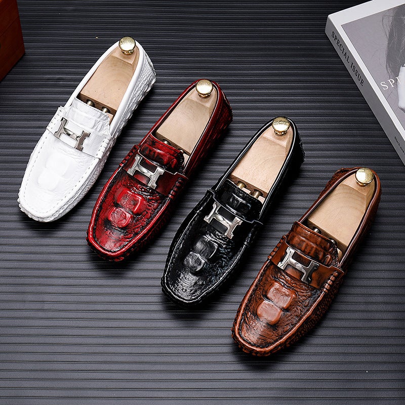 Crocodile Pattern Loafers Genuine Leather 2023 Spring New Men'S Soft-Soled Slip-On British Style Lightweight Black Casual Shoes - Image 5