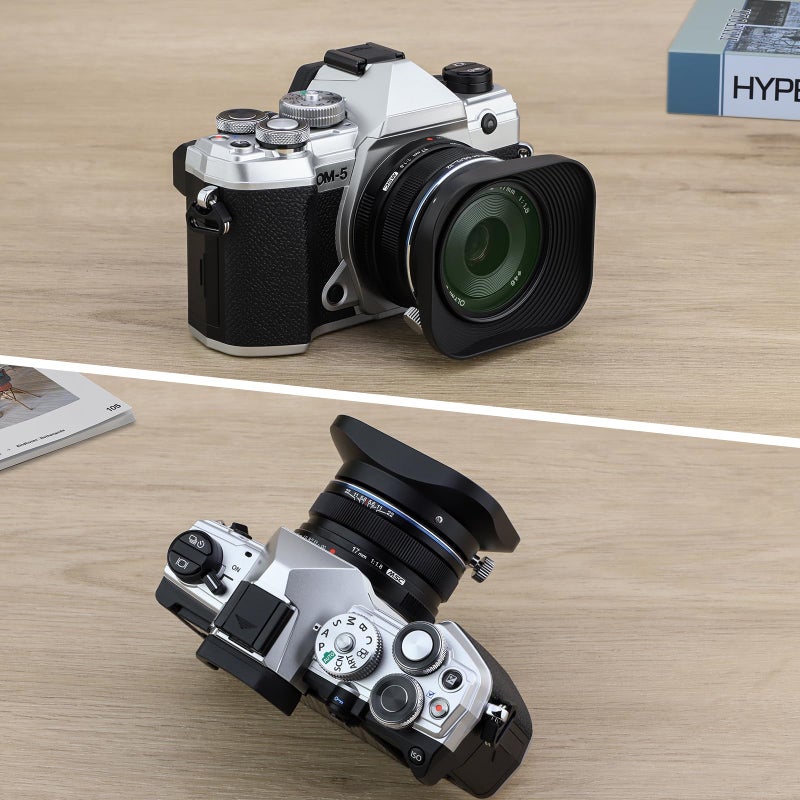 Haoge LH-F48B Square Metal Lens Hood Shade for Olympus M.ZUIKO Digital 17mm f1.8 17 1.8 Lens Replace Olympus LH-48B Black - Image 2