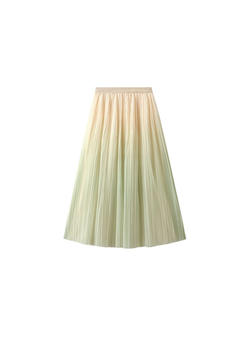 Loquat Women's Gradient Pleated Half Length Skirt Green  - Image 1