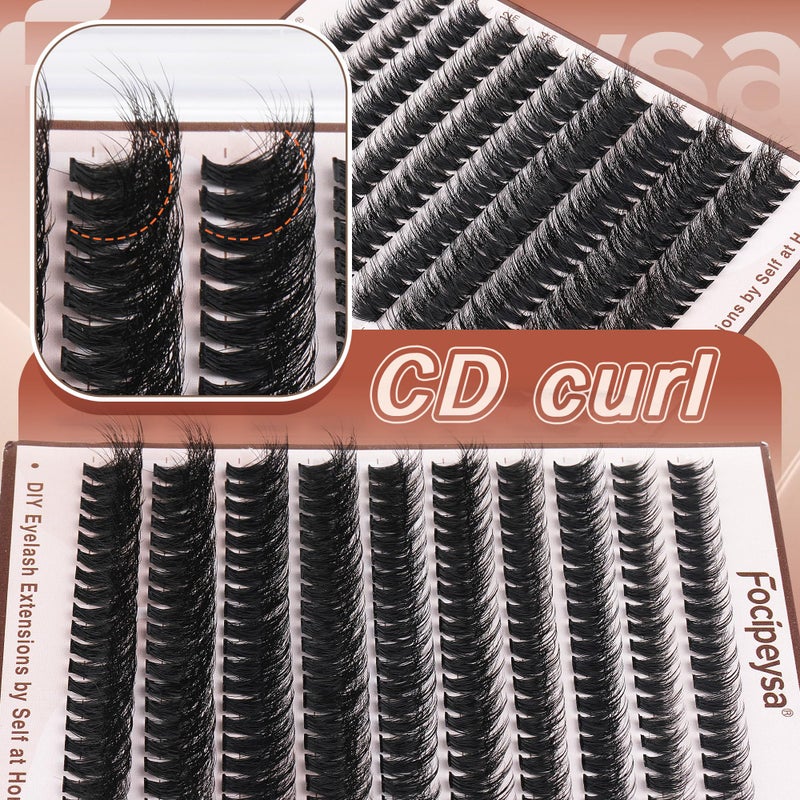 Focipeysa Volume Lash Clusters Kit D Curl Lashes Extensions Thick Volume Eyelash Clusters DIY Eyelash Extension with Lash Glue Lash Bond and Seal 10-16mm Fluffy Cluster Eyelash Extension DIY Lashes - Image 5