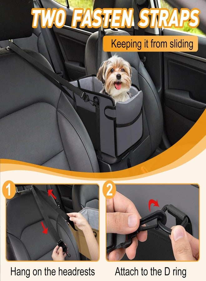 NECKORY Portable Dog Car Seat for Small Dogs - Adjustable Safety Leash, Washable Cushion & Storage Pocket - Pet Booster Seat for Car Travel- Grey - Image 5