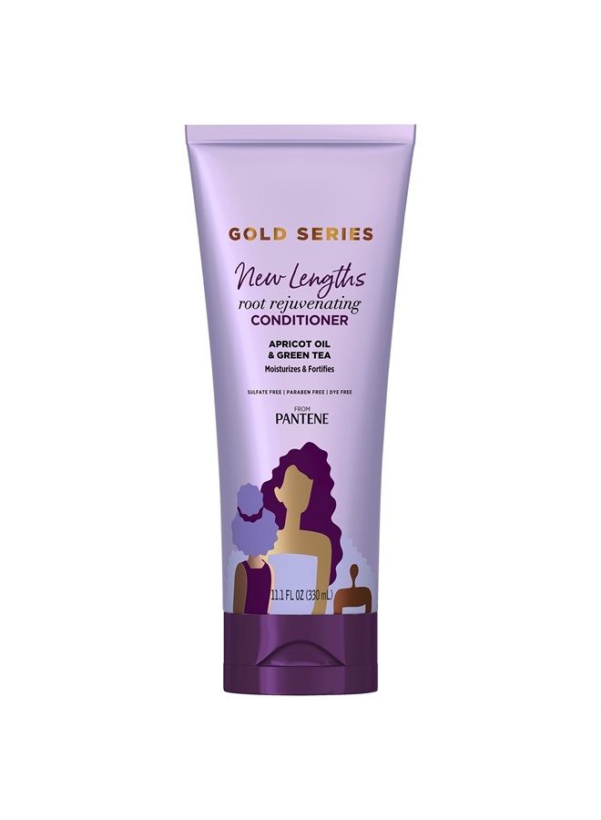 Pantene Gold Series Root Rejuvenating Conditioner with Apricot Oil & Green Tea, Moisturizes & Fortifies, for Natural, Textured, Curly, Coily Hair, Sulfate Free, 11.1 Fl Oz - Image 1