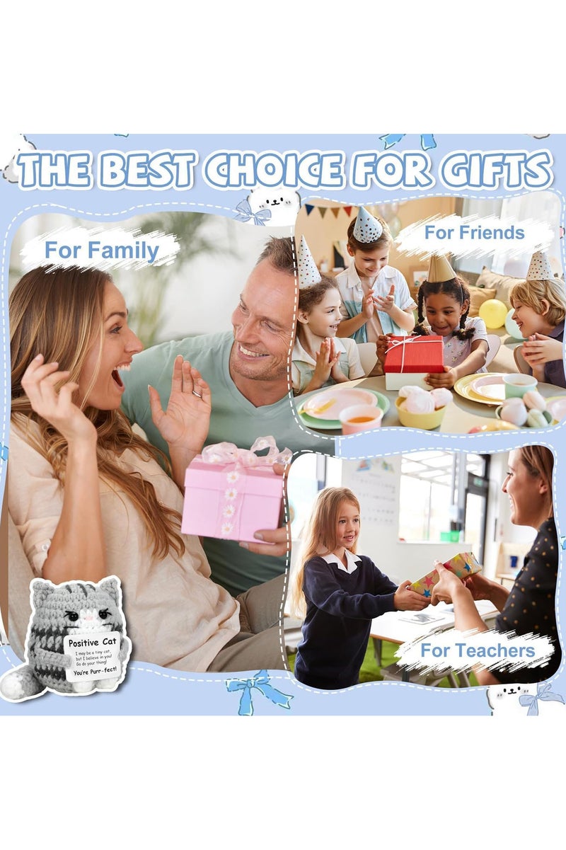 INSIJAM Mini Positive Crochet Cat Handmade Emotional Support Knitted Doll with Inspirational Message Cute Motivational Gift for Women Men and Friends - Image 4