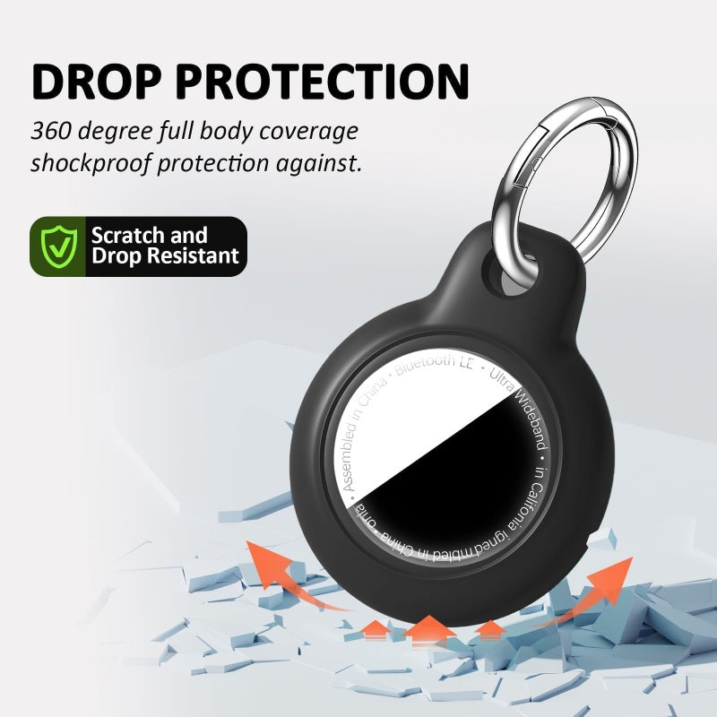 MOLOSLEEVE [1-Pack] Waterproof Case for AirTag 2 (2nd Gen) & 1st, Upgrade Shockproof Holder Keychain for Air Tag, Full Body Protective Cover for Keys, Luggage, Dog Collar (Black) - Image 4
