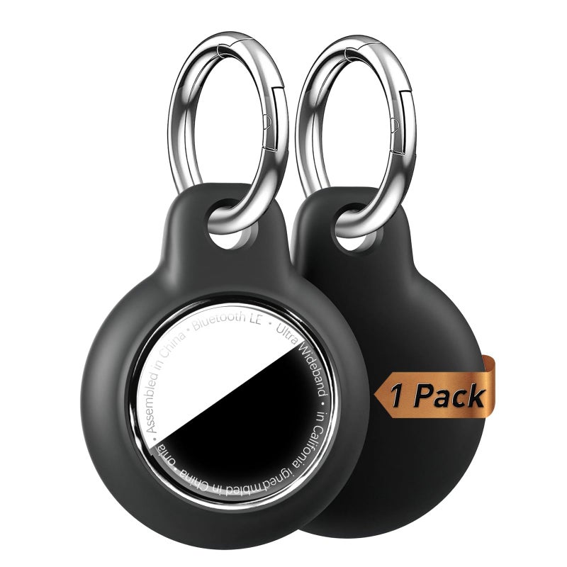MOLOSLEEVE [1-Pack] Waterproof Case for AirTag 2 (2nd Gen) & 1st, Upgrade Shockproof Holder Keychain for Air Tag, Full Body Protective Cover for Keys, Luggage, Dog Collar (Black) - Image 1