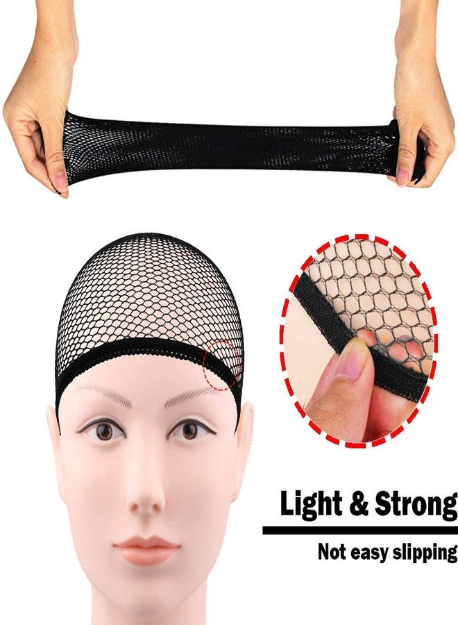 SUPER MARCHE Stretchable Black Hair Wig Caps for Women and Men Net Wig Cap for Full Head Set of 2Pcs (Design-2) - Image 3
