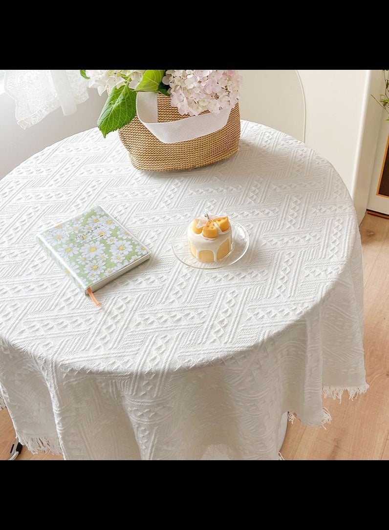 أفاكرافت مفرش طاولة من الدانتيل، مفرش طاولة صغير - مفرش طاولة كروشيه لطاولة قهوة مستديرة 90 × 90 سم - أبيض - Image 5