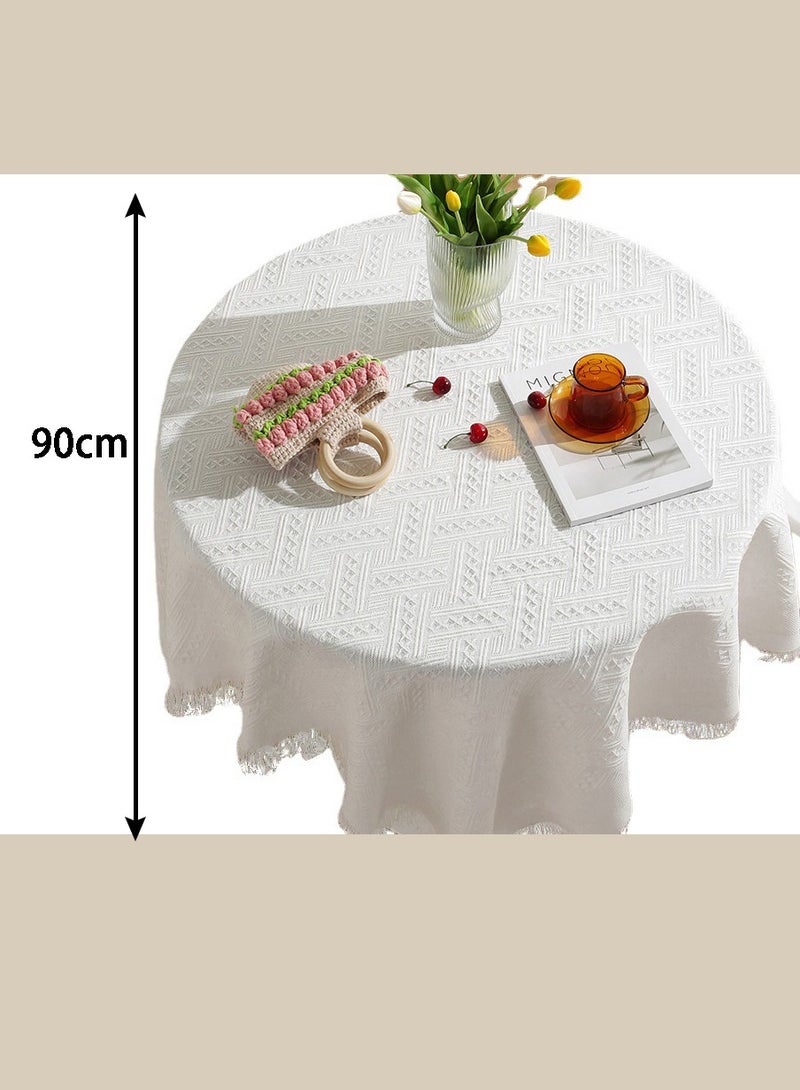 أفاكرافت مفرش طاولة من الدانتيل، مفرش طاولة صغير - مفرش طاولة كروشيه لطاولة قهوة مستديرة 90 × 90 سم - أبيض - Image 4