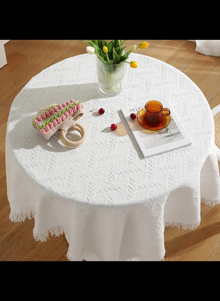 أفاكرافت مفرش طاولة من الدانتيل، مفرش طاولة صغير - مفرش طاولة كروشيه لطاولة قهوة مستديرة 90 × 90 سم - أبيض - Image 3