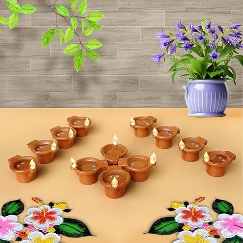 Decovaa Water Sensor Electric Diyas Candle Eco-Friendly Water Sensor Diya for Diwali Decoration, Festival, Pooja, Bolcony, Rangoli and Home Decoration (Pack of 12) - Image 2