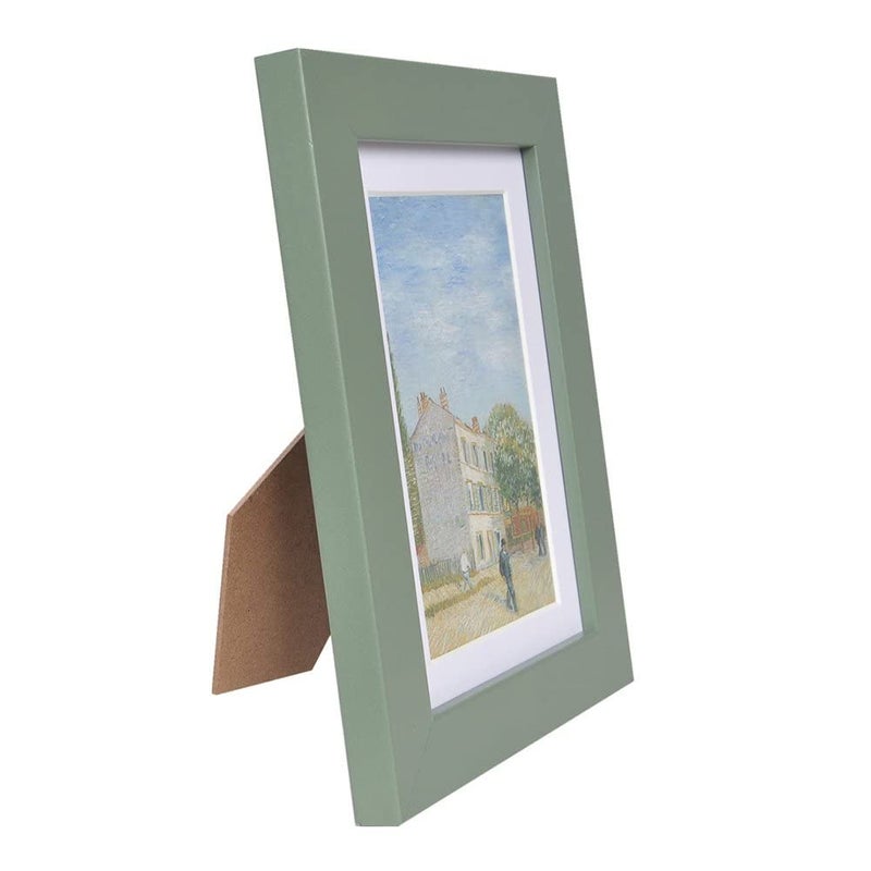 Muzilife 5x7 Wood Picture Frame Flat Set of 4 Display Pictures 4x6 with Mat or 5x7 Without Mat  Green - Image 3