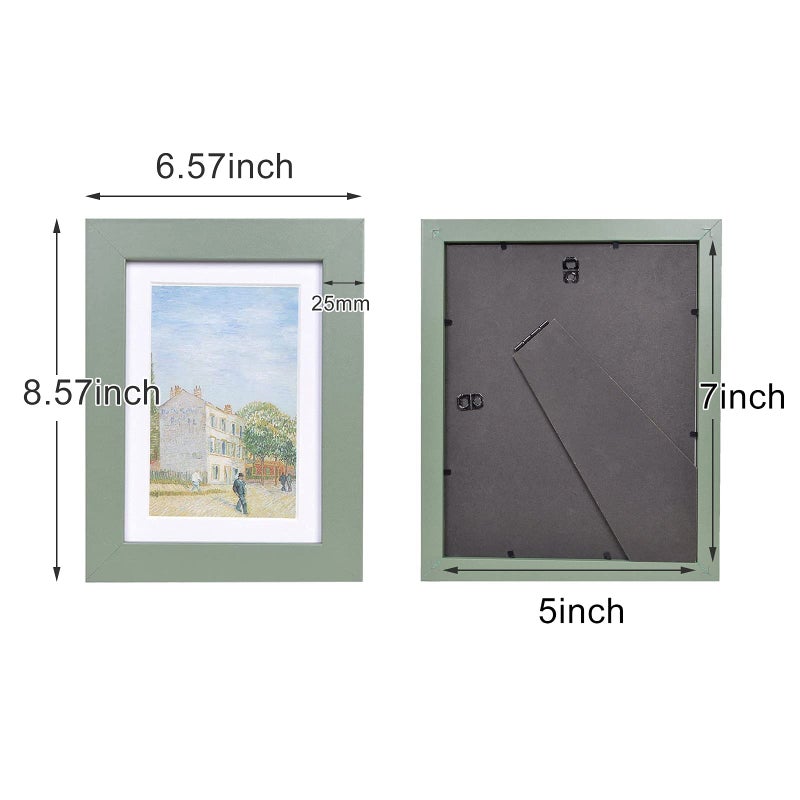 Muzilife 5x7 Wood Picture Frame Flat Set of 4 Display Pictures 4x6 with Mat or 5x7 Without Mat  Green - Image 5