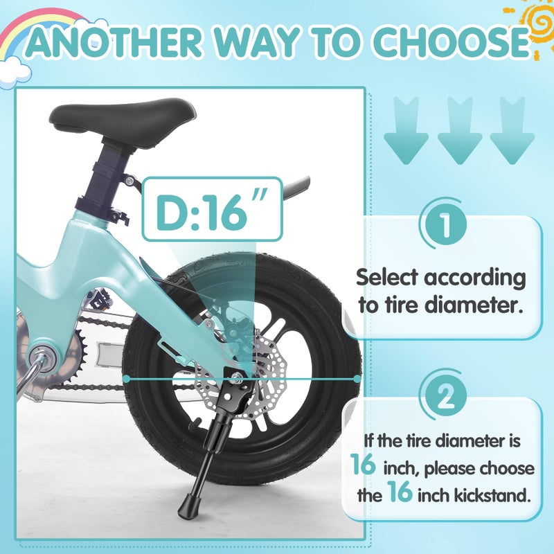LEICHTEN Kickstand for Kids Bike, Kids Bike Kickstand for 16 Inch Wheel Children's Bicycle Single-Side Kick Stand Rear Mount Bikes Support Racks for Girls and Boys, Black, Non-adjustable - Image 4