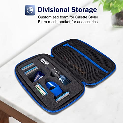 Procase حقيبة سفر صلبة من بروكيس لقص اللحية للرجال من جيليت ستايلر، حقيبة تخزين ليوم الأب لملحقات الشفرات، سلك الشحن، ومقصات الشعر الكهربائية - أسود - Image 5