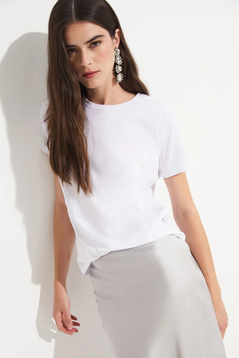 جون Black - White 2 Pack 100% Cotton Basic Women's T-Shirt