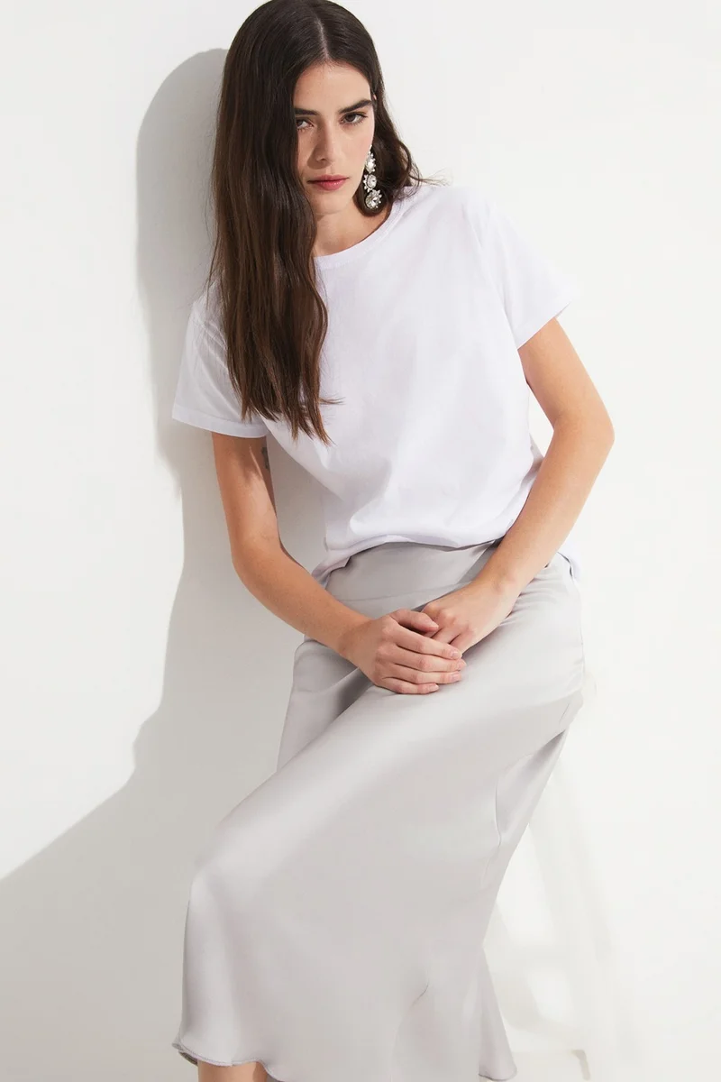 جون Black - White 2 Pack 100% Cotton Basic Women's T-Shirt