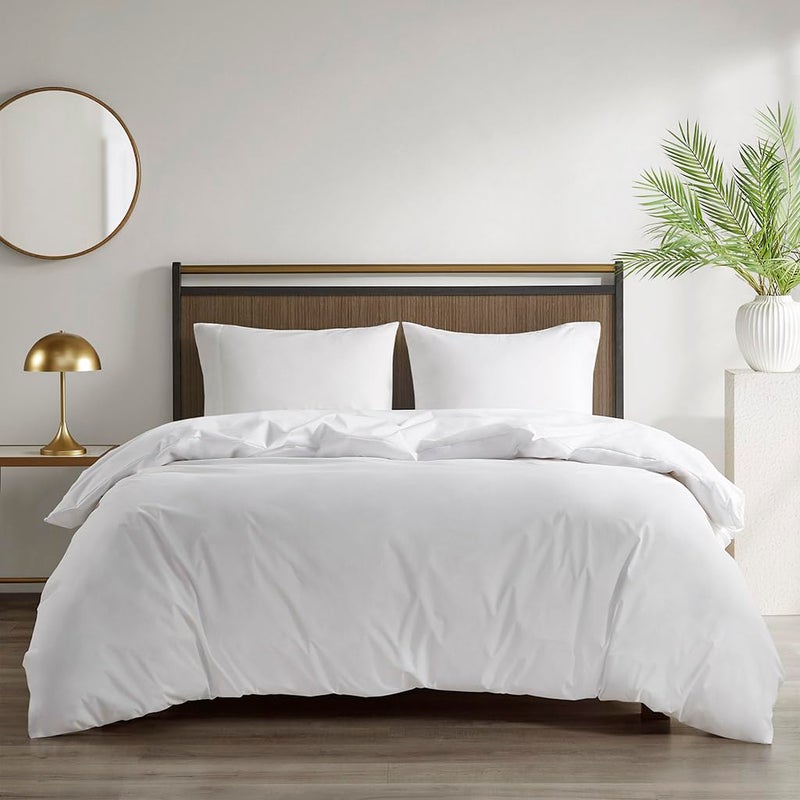 Sleep Philosophy Duvet Cover Queen Size Waterproof Comforter Protector for All Seasons 3M Scotchgard Moisture Wicking Treatment Duvet Protector with Zipper Flap White