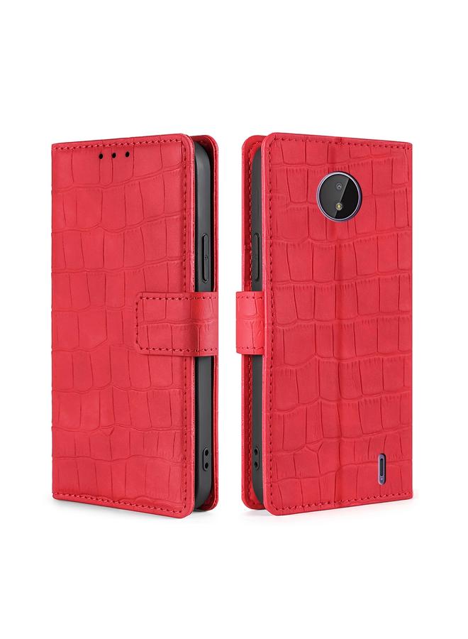 S-TOP Case For Nokia C10 / C20 Skin Feel Crocodile Texture Magnetic Clasp PU Leather Phone Case - Image 1
