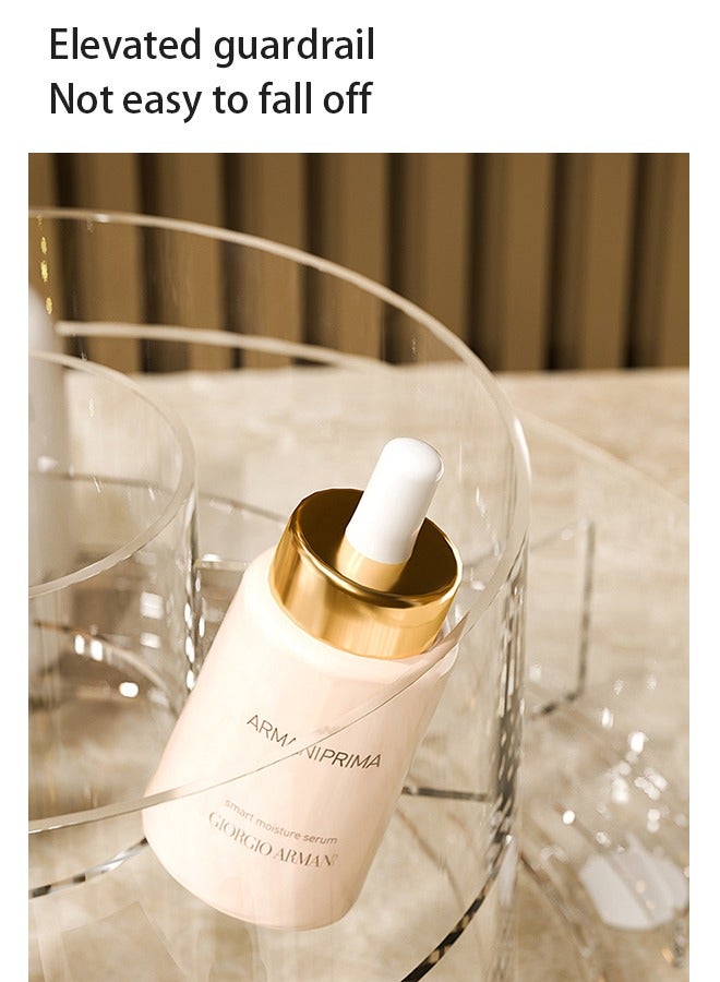 منظم مكياج بطبقتين، دوران 360 درجة، منظم مستحضرات تجميل كبير السعة وقابل للتعديل، مصنوع من مادة الأكريليك الشفافة، مناسب لتخزين أحمر الشفاه/واقي الشمس/السيروم. - Image 3