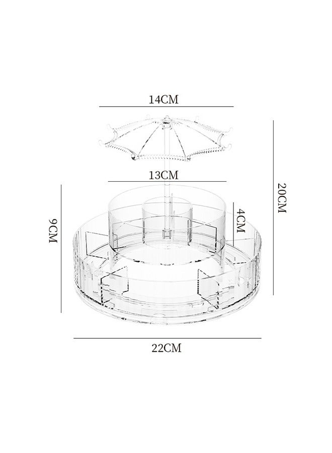 منظم مكياج بطبقتين، دوران 360 درجة، منظم مستحضرات تجميل كبير السعة وقابل للتعديل، مصنوع من مادة الأكريليك الشفافة، مناسب لتخزين أحمر الشفاه/واقي الشمس/السيروم. - Image 5