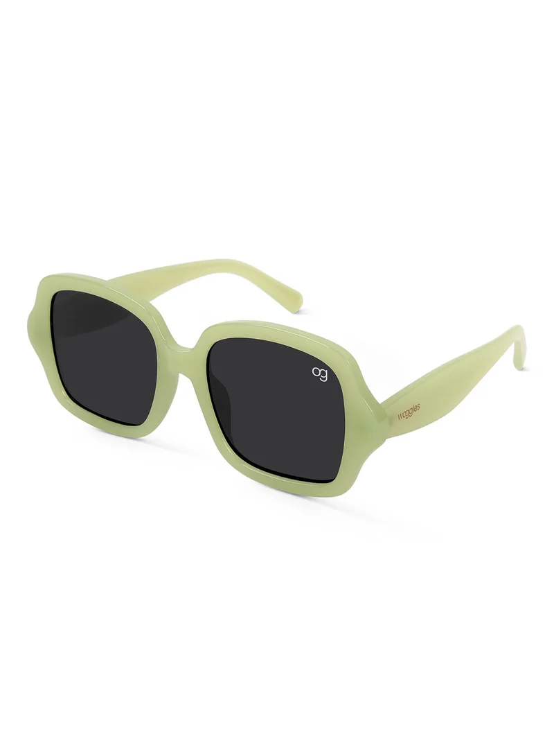Woggles Designer Green Square Sunglasses| Men &amp; Women| 100% Uv Protection