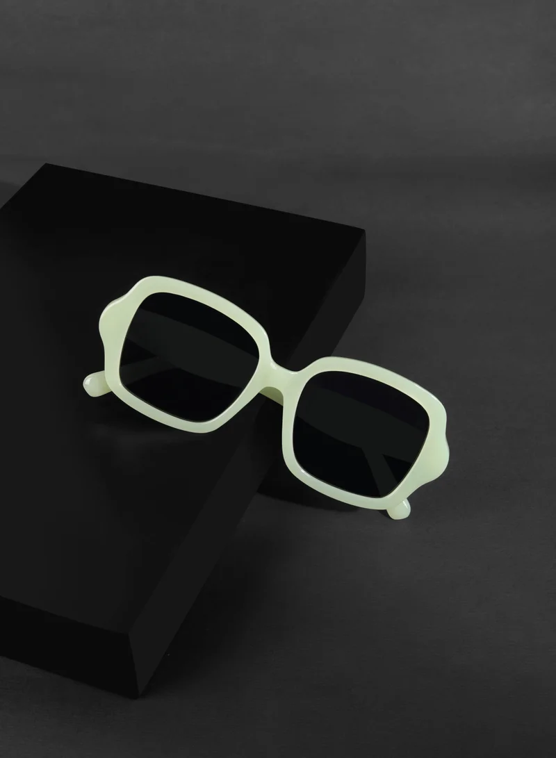 Woggles Designer Green Square Sunglasses| Men &amp; Women| 100% Uv Protection