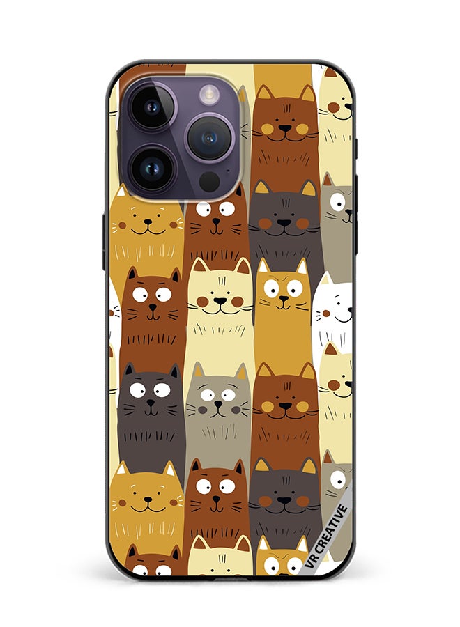 VR CREATIVE Protective Case Cover For Apple iPhone 15 Pro Max Different Scandy Cats On Color Design Multicolour - Image 1