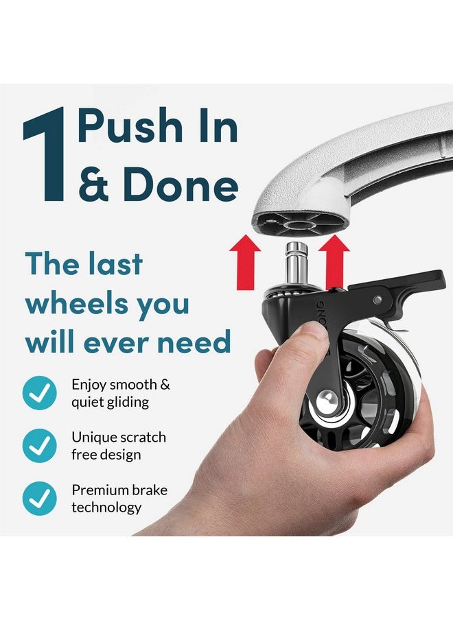 Lifelong Lifelong Office Chair Wheels Replacement Rubber Chair Casters for Hardwood Floors and Carpet, Set of 5, Heavy Duty Casters for Chairs to Replace Office Chair Mats - Fits 98% 