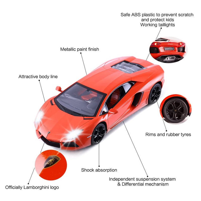 RASTAR RC Car 1:14 Lamborghini Aventador LP700-4 Remote Control Car for Boys 8-12, Working Lights - Orange 2.4GHz RC Lamborghini Toy Car - Image 5