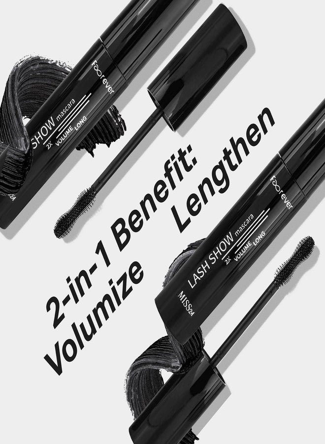ميس تو ام ماسكارا MISS2M Forever 2X Volume + Length القابلة للغسل مع تأثير مروحة واسع العينين وفرشاة ماسكارا على شكل ساعة رملية لرموش جريئة وكبيرة، 0.34 أونصة سائلة - Image 4