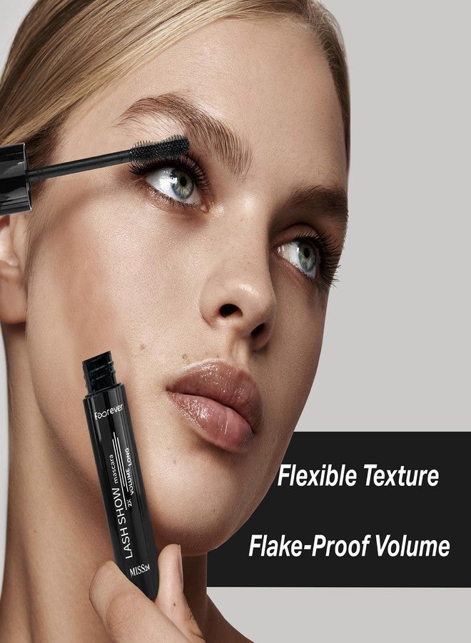 ميس تو ام ماسكارا MISS2M Forever 2X Volume + Length القابلة للغسل مع تأثير مروحة واسع العينين وفرشاة ماسكارا على شكل ساعة رملية لرموش جريئة وكبيرة، 0.34 أونصة سائلة - Image 5