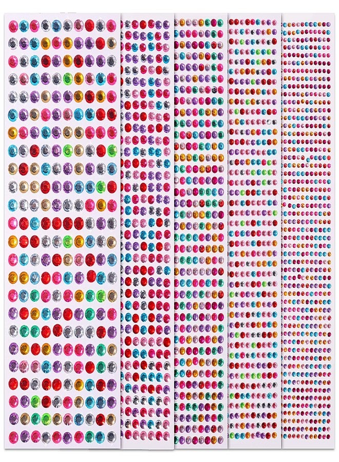 Jacnkb 3555pcs Self Adhesive Face Gems for Makeup, Festival Jewels, Hair Gems, Rhinestone Stickers for Face, Eye, Makeup, Nail, Body, Crafts 5sheets (color-3/4/5/6/8mm) - Image 1