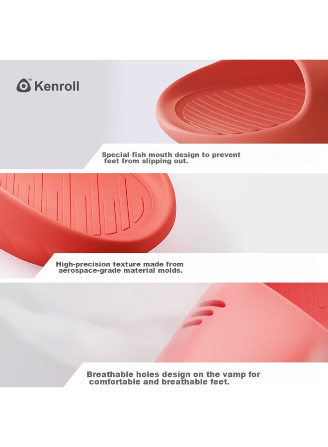 Kenroll Non-slip Slippers Soft Elastic Home Bathroom Lightweight Shark Foot Arch Four Seasons Cool Slippers Deep Sea Blue 40/41 - Image 4