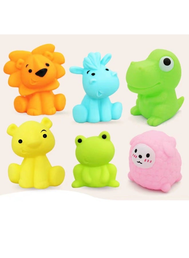 Loquat Children's Toys Ball Games Infant Hand Grab Ball Ringing Soft Rubber Water Play Toy Massage Pinch Ringing Can Be Bite-Color:Forest Animal 6/PVC Card Head Pack - Image 3