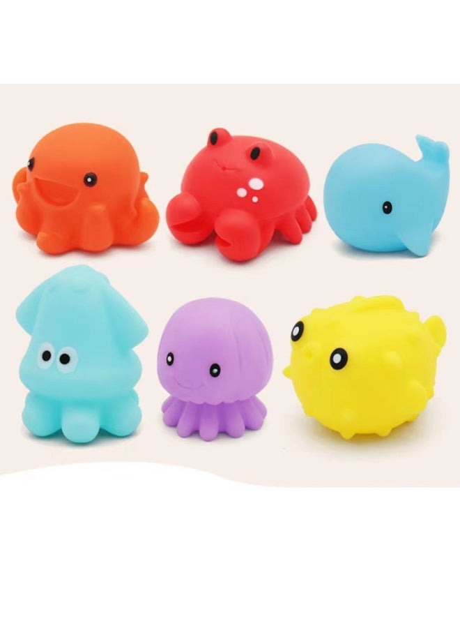 Loquat Children's Toys Ball Games Infant Hand Grab Ball Ringing Soft Rubber Water Play Toy Massage Pinch Ringing Can Be Bite-Color:Forest Animal 6/PVC Card Head Pack - Image 4