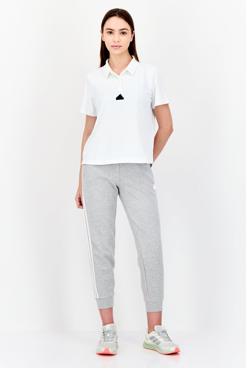 Adidas Women Sportswear Fit Short Sleeve Outdoor Polo Shirts, White - Image 4