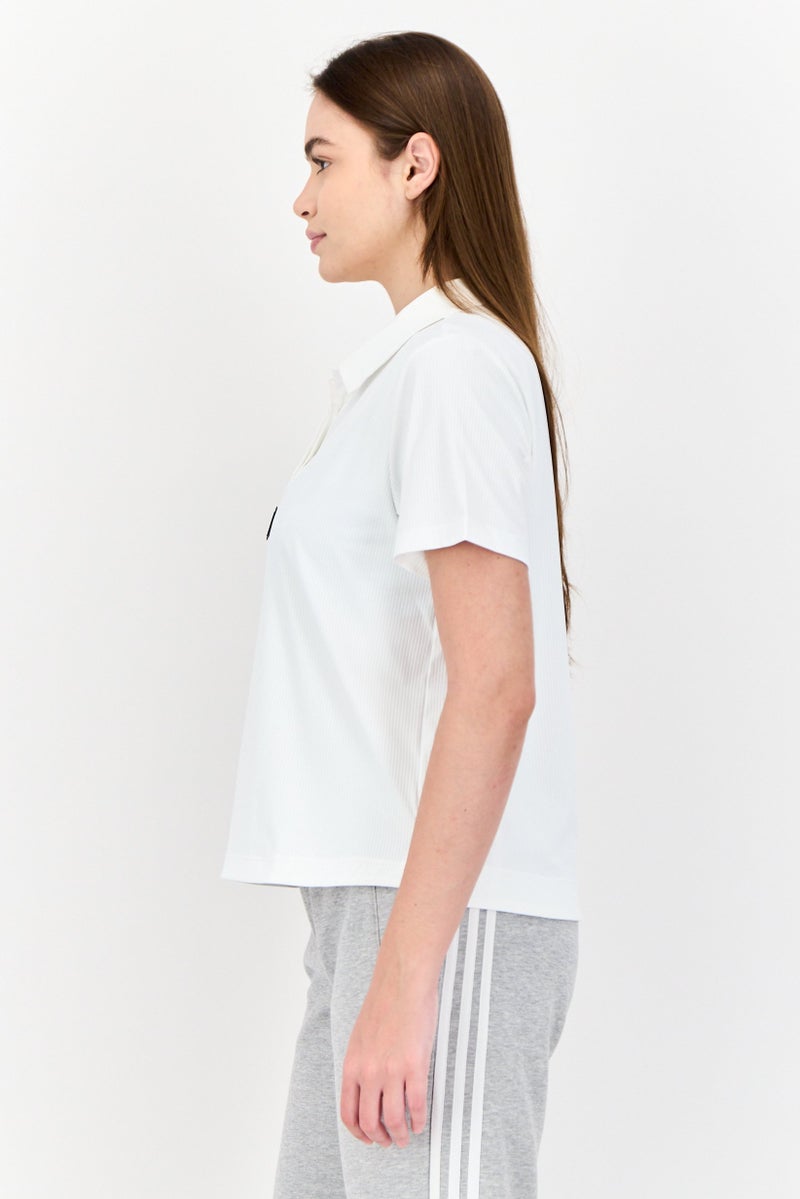 Adidas Women Sportswear Fit Short Sleeve Outdoor Polo Shirts, White - Image 2