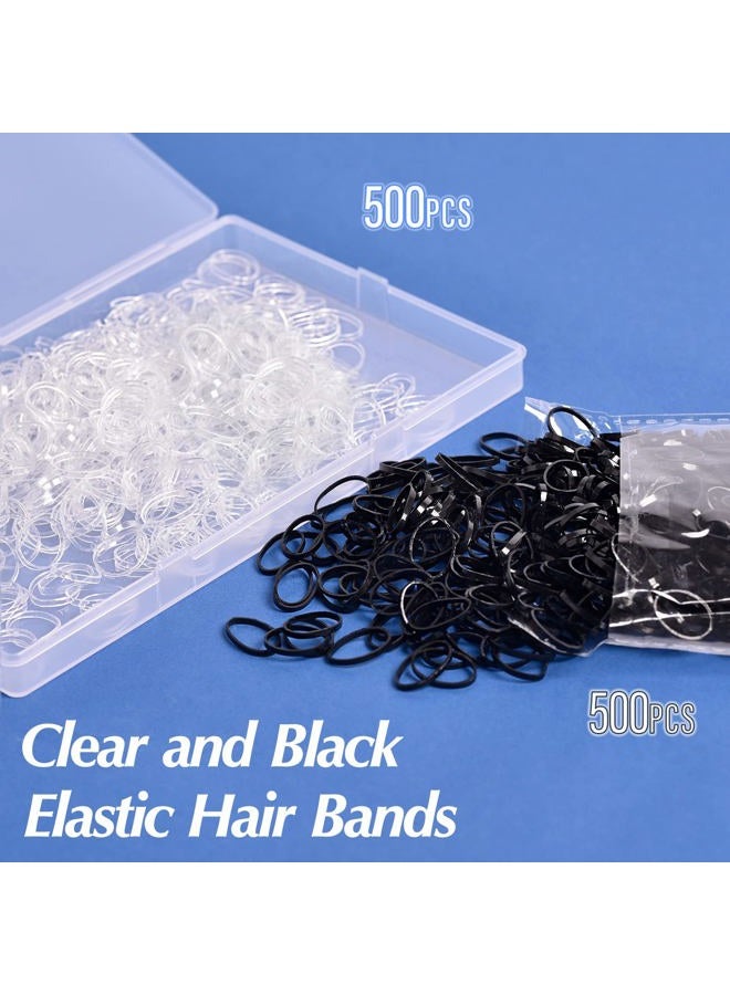 IKOCO Topsy Tail Hair Styling Set, IKOCO - 1000pcs Hair Elastics (500 Clear, 500 Black), 2 Loop Tools, 1 Rat Tail Comb - Image 4