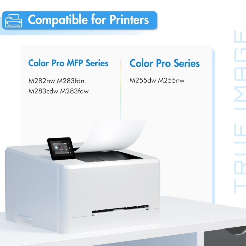 TRUE IMAGE 206X Toner Cartridges 4 Pack High Yield: MFP M283fdw M283cdw M255dw 206A 206 Set Compatible Replacement for HP 206X for HP Color LaserJet Pro MFP M283fdw M283cdw M283 Printer Ink (with Chip -B/C/Y/M) - Image 2
