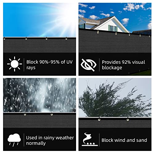 KANAGAWA 8ft x 50ft Privacy Screen Fence, 90% Blockage Heavy Duty 175 GSM Fencing Mesh Net Cover for Outdoor Wall Garden Yard Backyard 40 Cable Zip Ties Included Black - Image 5