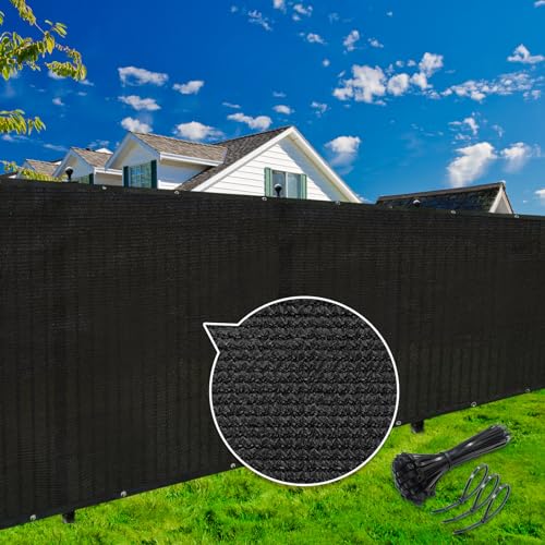 KANAGAWA 8ft x 50ft Privacy Screen Fence, 90% Blockage Heavy Duty 175 GSM Fencing Mesh Net Cover for Outdoor Wall Garden Yard Backyard 40 Cable Zip Ties Included Black - Image 1