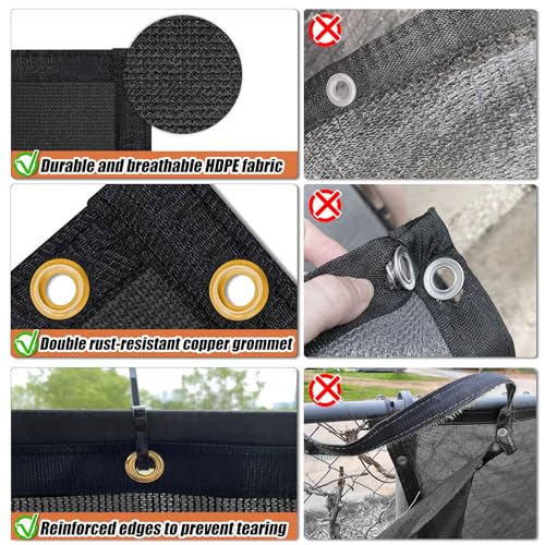 KANAGAWA 8ft x 50ft Privacy Screen Fence, 90% Blockage Heavy Duty 175 GSM Fencing Mesh Net Cover for Outdoor Wall Garden Yard Backyard 40 Cable Zip Ties Included Black - Image 3