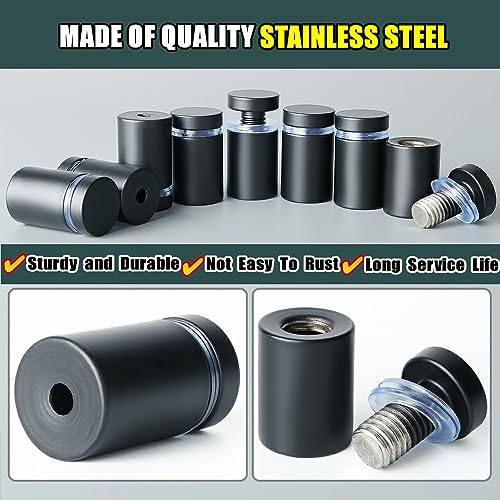 Alise 3/4"x1" Sign Standoff Screws,Wall Mount Glass Standoff Advertising Nail for Hanging Acrylic Picture Frame Glass Acrylic Signs,Stainless Steel Sign Mounting Bracket Hardware,Matte Black 8 Pcs - Image 2