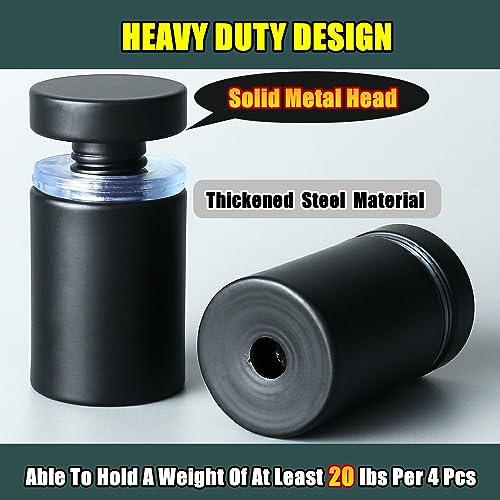 Alise 3/4"x1" Sign Standoff Screws,Wall Mount Glass Standoff Advertising Nail for Hanging Acrylic Picture Frame Glass Acrylic Signs,Stainless Steel Sign Mounting Bracket Hardware,Matte Black 8 Pcs - Image 4