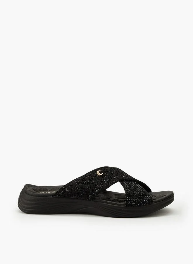 Le Confort BLACK Women Shimmering Accent Slip-On Sandals for Women | Best Price UAE