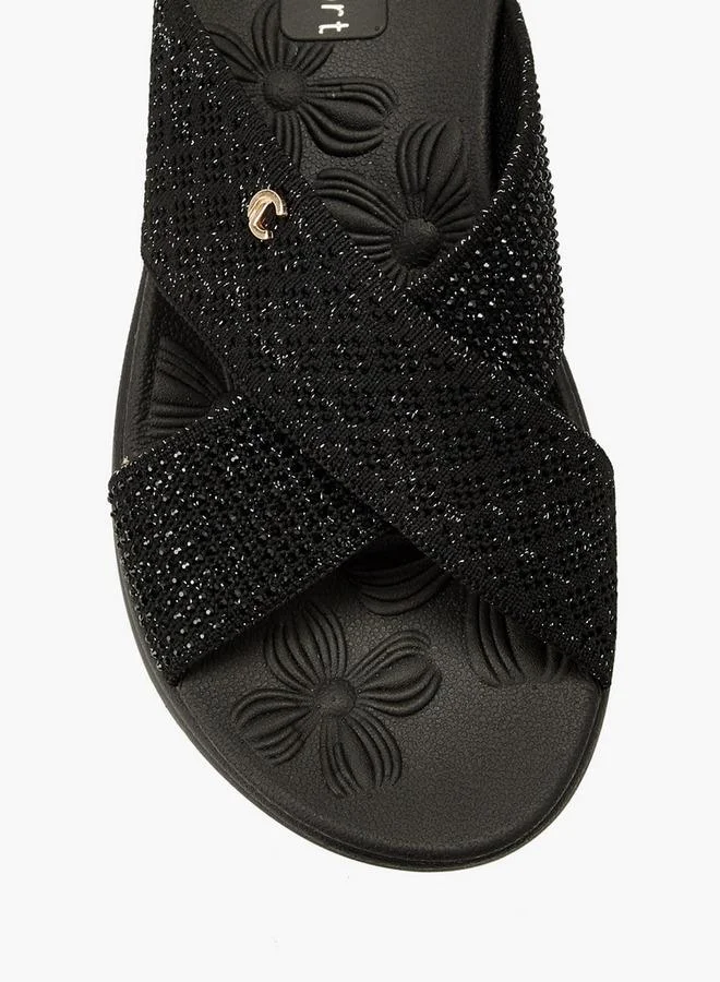 Le Confort BLACK Women Shimmering Accent Slip-On Sandals for Women | Best Price UAE