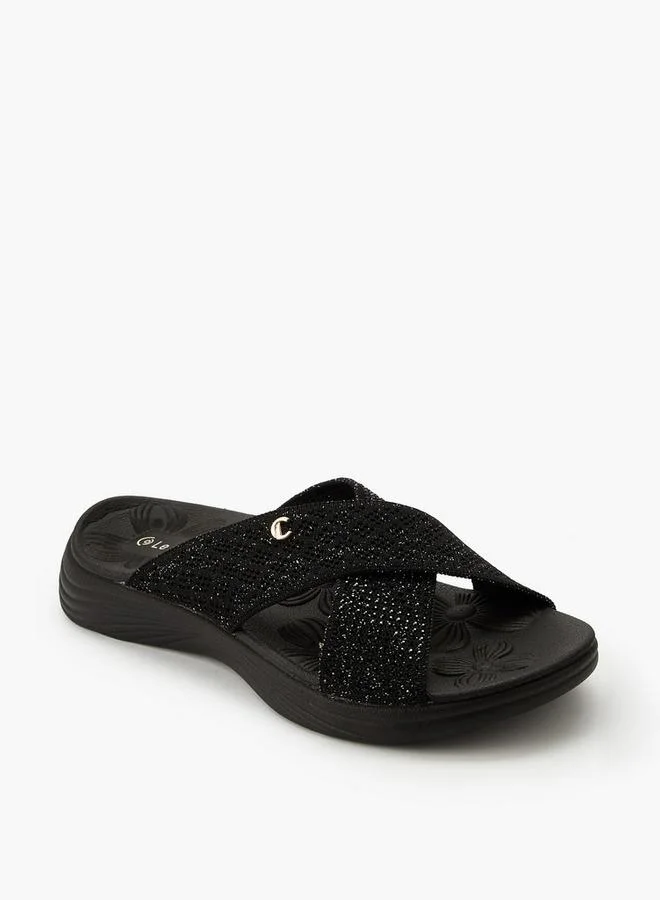 لو كونفورت Women Shimmering Accent Slip-On Sandals